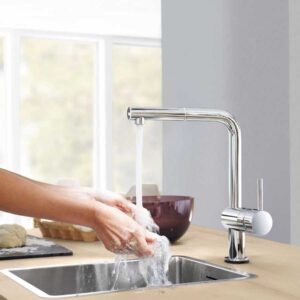 Grohe Eviye Bataryası Spiralli Tek Akışlı Minta Krom