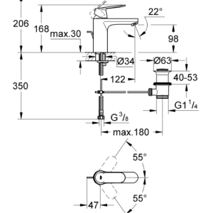 Grohe Lavabo Bataryası Eurosmart Cosm M-Boyut Krom